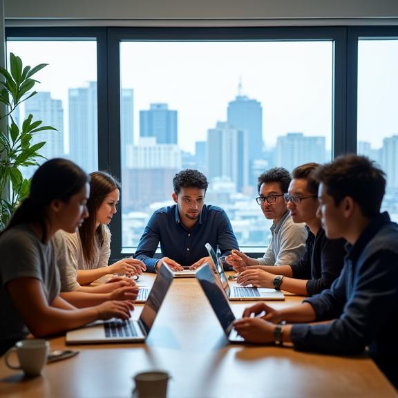 A creative meeting at Fable Works' Tokyo office