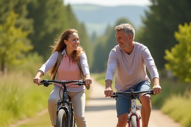 A multi-generational family happily engaging in outdoor activities, symbolizing preventative health education and well-being.